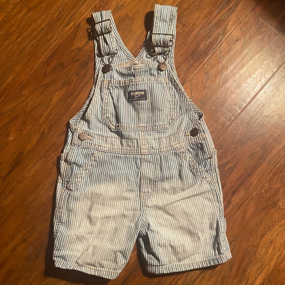 Osh Kosh B’gosh 2T Railroad Overalls Striped Blue